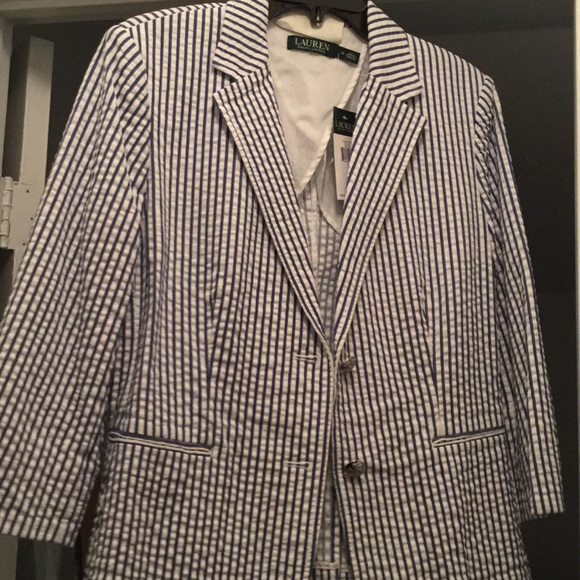 Lauren Ralph Lauren Jackets & Blazers - Lauren Ralph Lauren Seersucker Striped Jacket Blazer NWT
